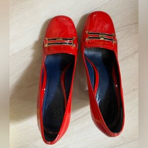 Tory Burch Red Flats with Gold Accent